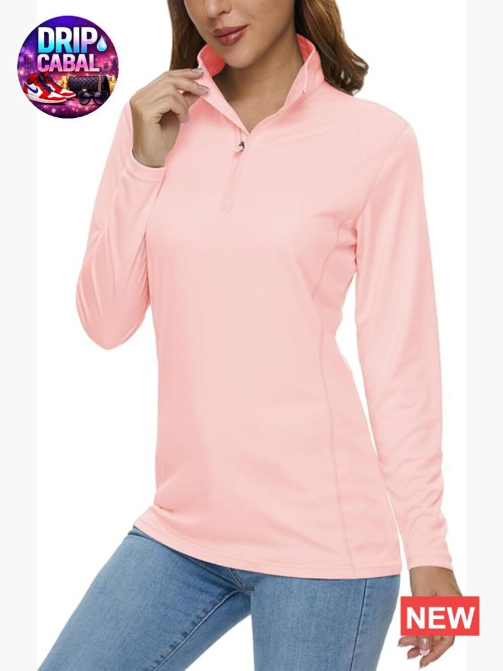 Long Sleeve Quarter Zip UPF 50+ Sun Protection Quick Dry Hiking Athletic Shirt
